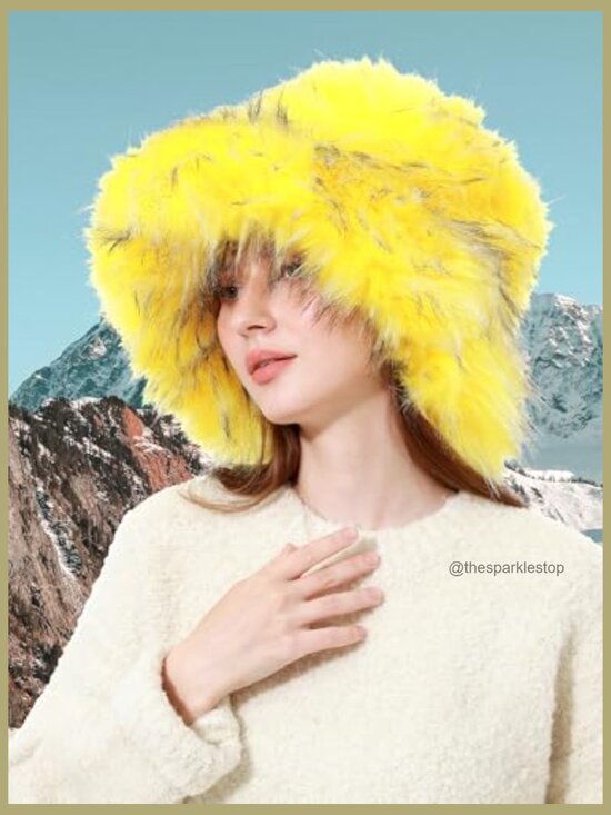 Faux Fur Bucket Hat for Winter Warm Fuzzy Fluffy Fisherman Cap main image 6